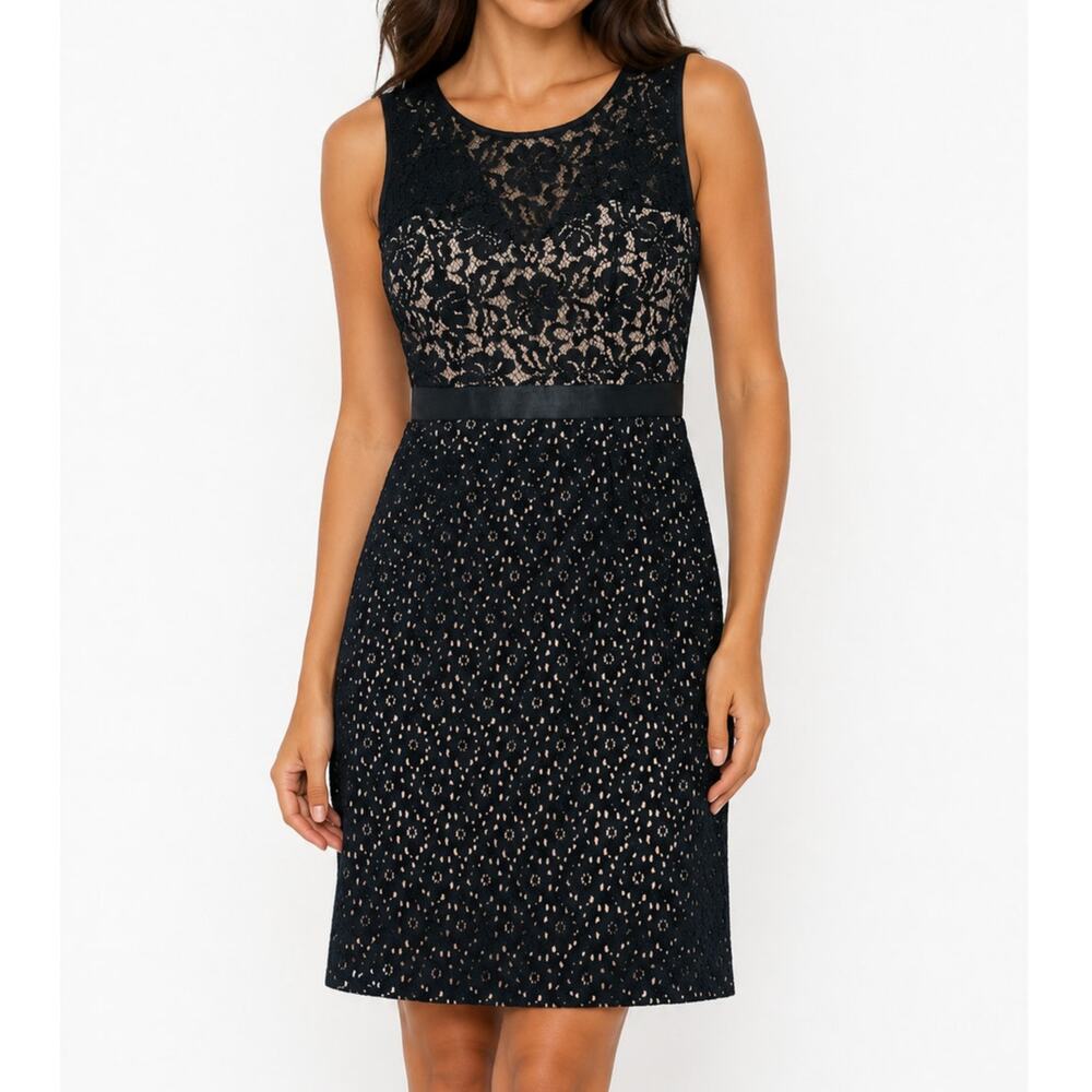 BCBGMAXAZRIA Alice Black Lace Sheath Dress Sz 0